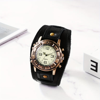 Vintage Steampunk Leather Biker Watch