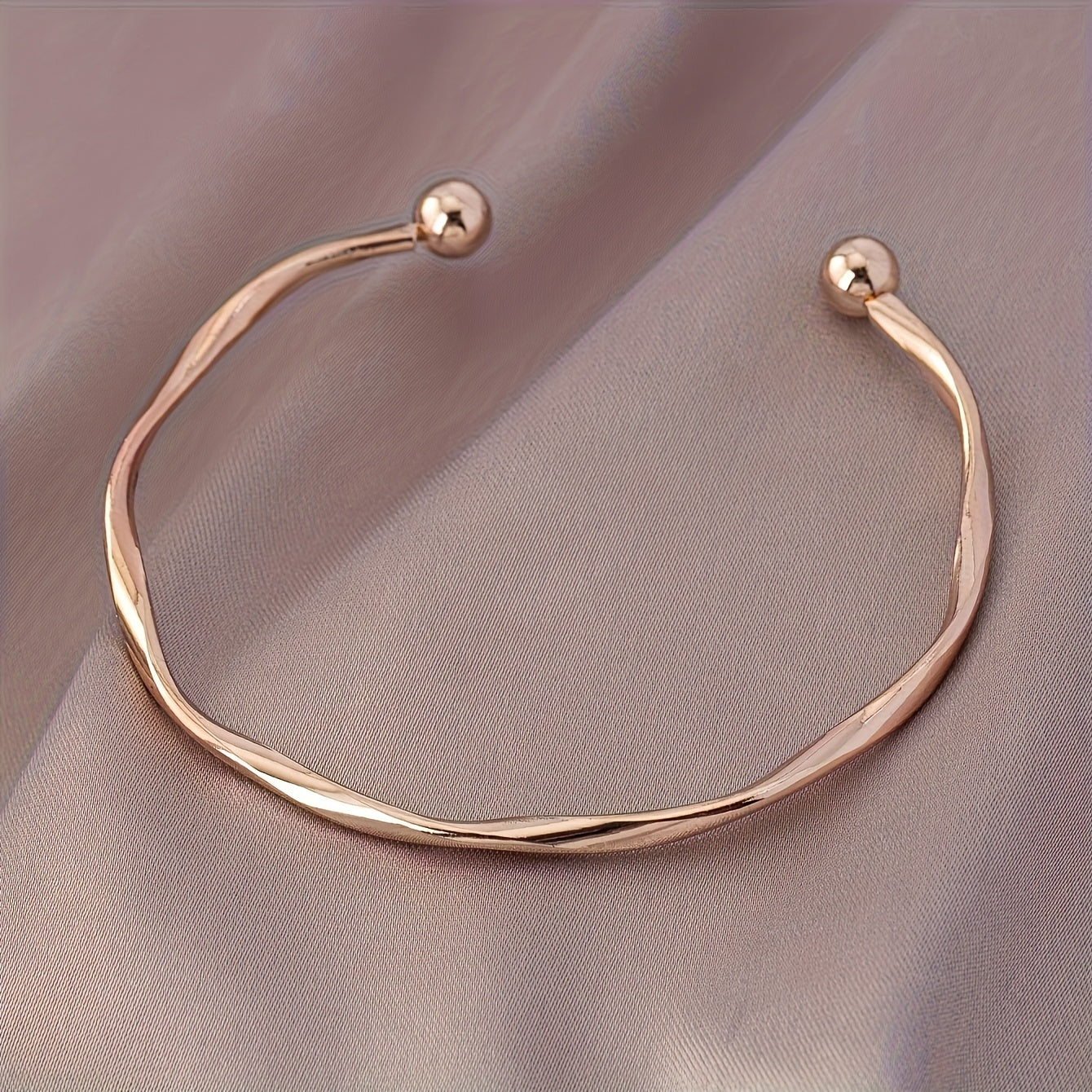 Adjustable Minimalist Twisted Gold Bangle