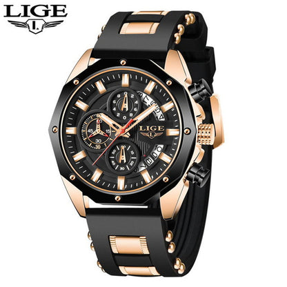 LIGE Luxury Sport Chronograph Watch