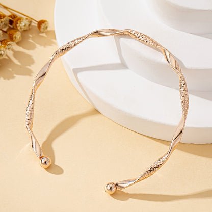 Adjustable Minimalist Twisted Gold Bangle