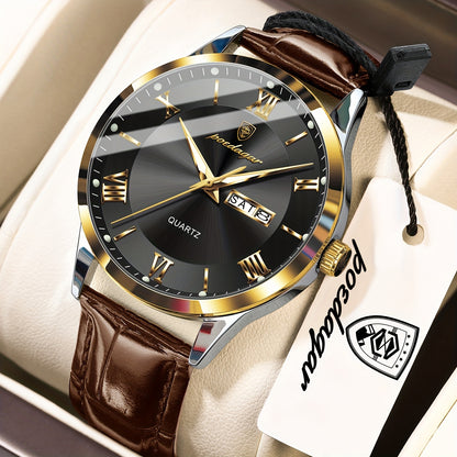 POEDAGAR MEN'S LEATHER WATCH