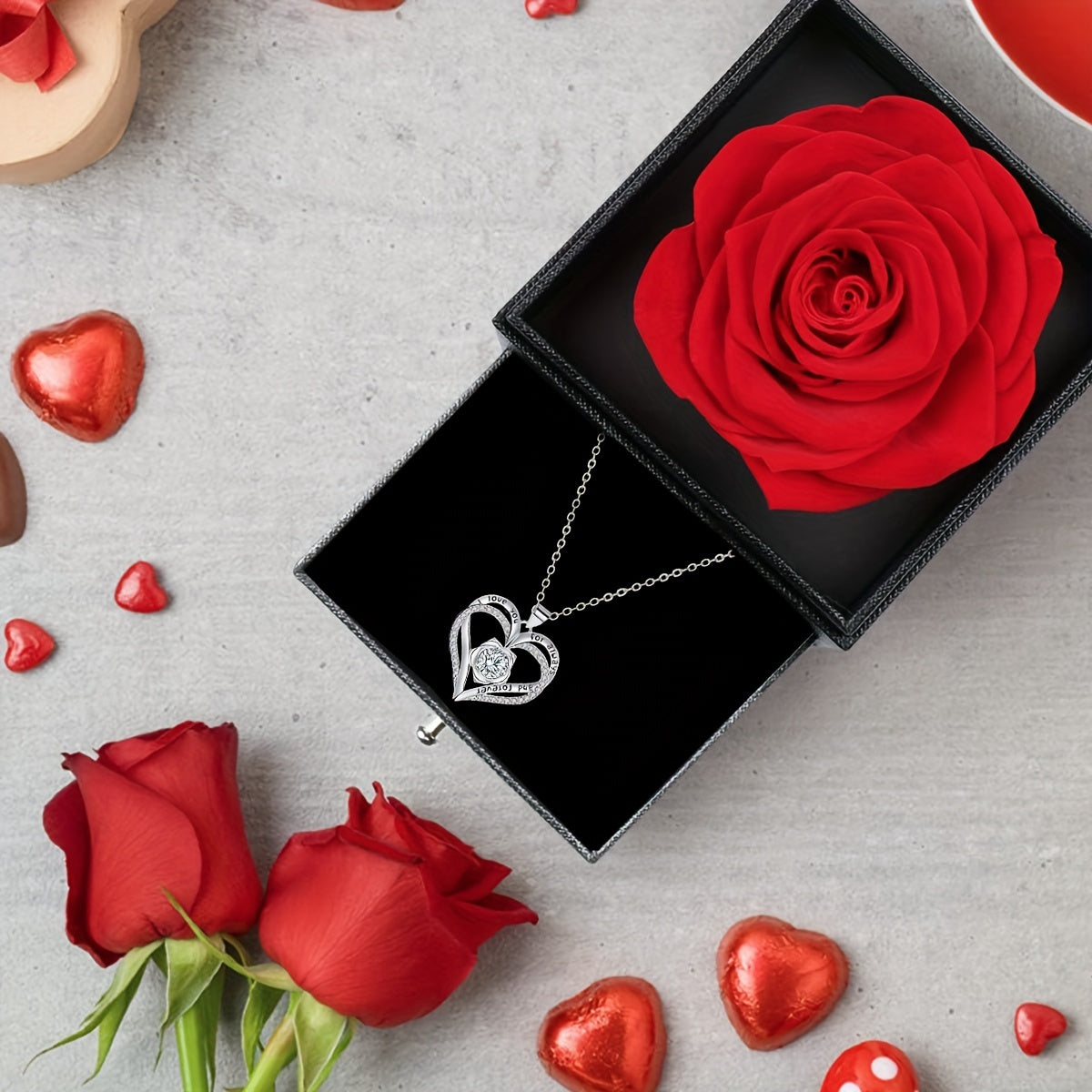 Eternal Rose Gift Box with Pendant Necklace