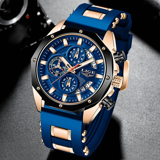 LIGE Luxury Sport Chronograph Watch