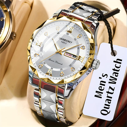 Luxury Stainless Steel Roman Numeral Quartz Watch