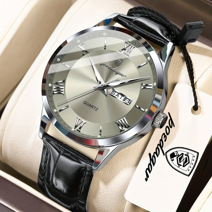 POEDAGAR MEN'S LEATHER WATCH
