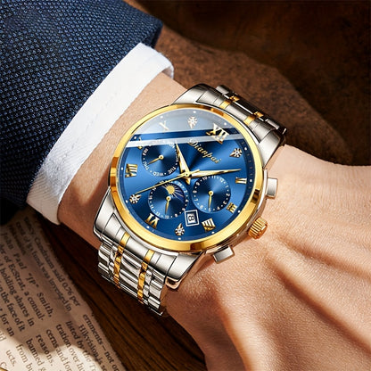 Men’s Automatic Blue Dial Moon Phase Watch