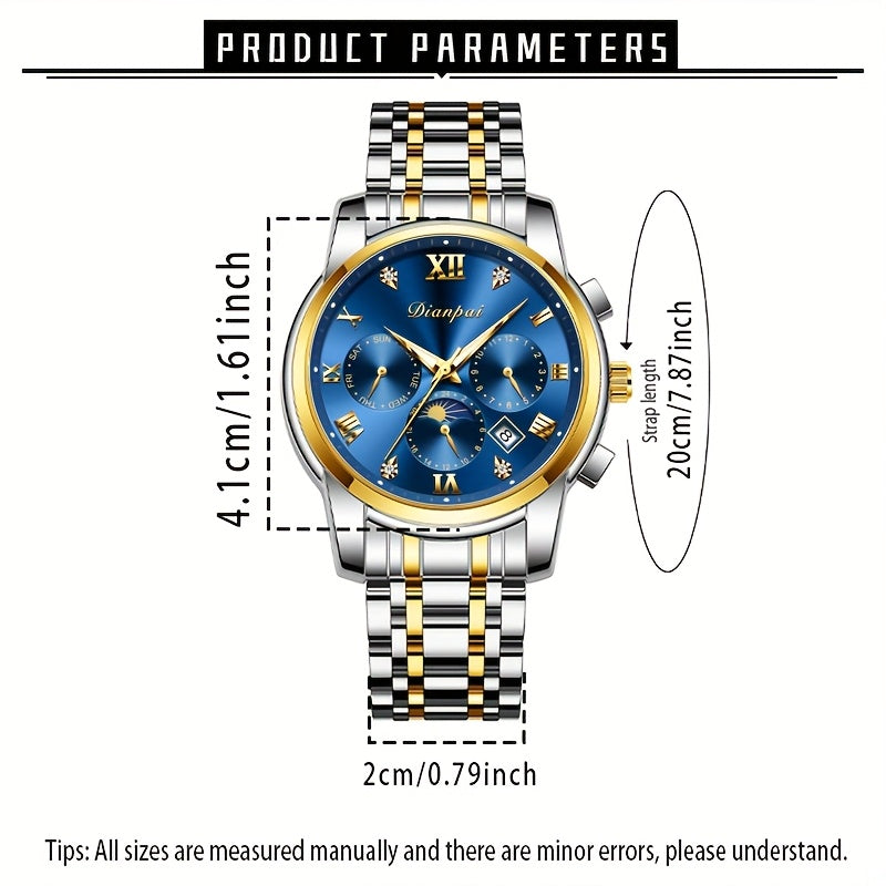 Men’s Automatic Blue Dial Moon Phase Watch