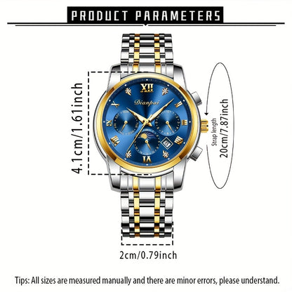 Men’s Automatic Blue Dial Moon Phase Watch