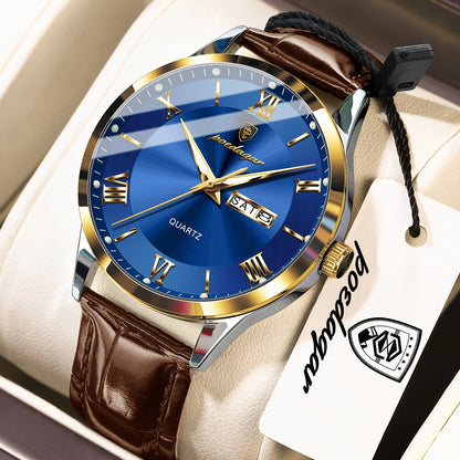 POEDAGAR MEN'S LEATHER WATCH
