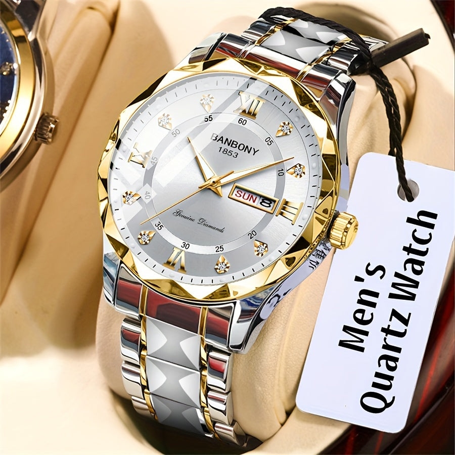 Luxury Stainless Steel Roman Numeral Quartz Watch
